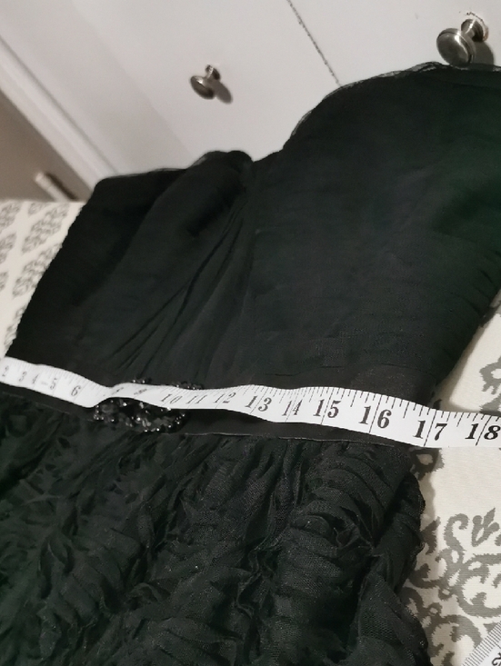 Adrianna Papell Black Strapless A-Line Gown with Beaded Waistband. Crinoline. - Picture 10 of 12